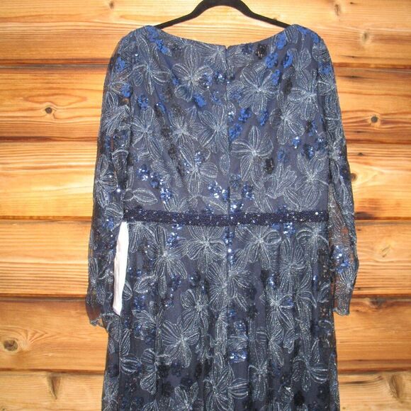 Mac Duggal 67438 Womens Plus EMBELLISHED ILLUSION LONG SLEEVE WRAP OVER A LINE - Picture 10 of 12